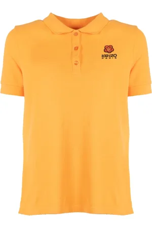 Kenzo Koszulki, Kobieta, Pomarańczowy, L, Bawełna, Koszulka Polo z Logo Crest