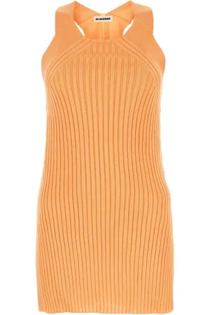 Jil Sander Sukienki, Kobieta, Pomarańczowy, S, Brzoskwiniowa sukienka mini z wiskozy