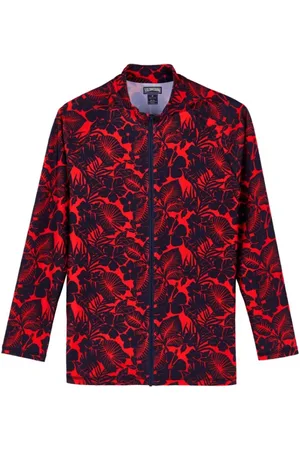Vilebrequin Stroje kąpielowe, Mężczyzna, Wielobarwność, L, Długi Flowers Rashguard z Zamkiem błyskawicznym dla Mężczyzn