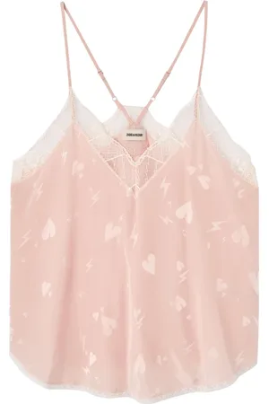 Zadig & Voltaire Koszulki, Kobieta, Różowy, S, Heart Flash Top Christy Jac