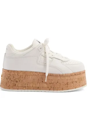 VALENTINO GARAVANI Buty, Kobieta, Biały, 36 EU, Skóra, Białe Sneakersy z Korkową Platformą