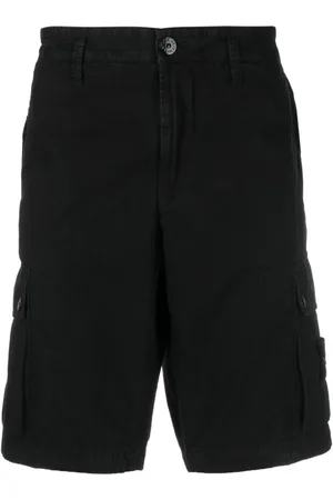Stone Island Szorty, Mężczyzna, Czarny, W32, Bawełna, Szorty Bermuda z naszywką Compass