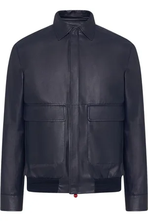 Kiton Kurtki, Mężczyzna, Niebieski, M, Skóra, Blouson Skórzany Granatowy