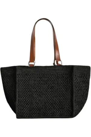 IBELIV Torebki, Kobieta, Czarny, ONE SIZE, Bawełna, Torebka typu tote z rafii, wykonana na szydełku