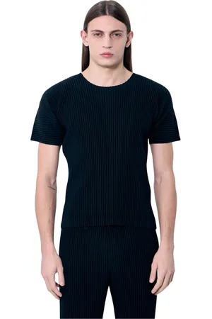 Issey Miyake Koszulki, Mężczyzna, Czarny, XL, Poliester, Plisowana koszulka z krótkim rękawem