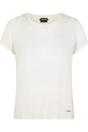 Tom Ford Koszulki, Kobieta, Biały, XS, Bambus, Biała koszulka z dżerseju bambusowego