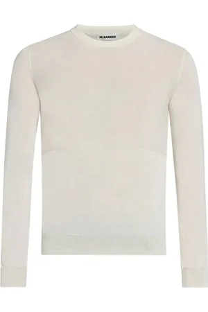 Jil Sander Bluzy, Mężczyzna, Beżowy, M, Wełna, Casualowy biały sweter z wełny