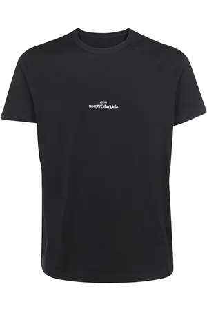 Maison Margiela Koszulki, Mężczyzna, Czarny, XL, Monogramowa Koszulka z Bawełny z Okrągłym Dekoltem