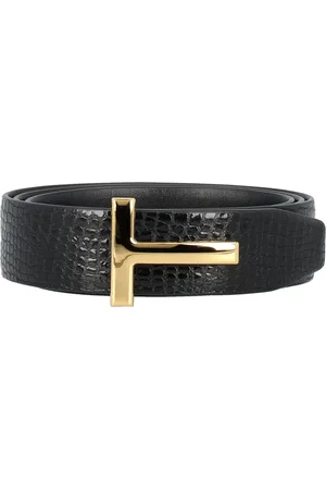 Tom Ford Akcesoria, Mężczyzna, Czarny, 100 CM, Skóra, Dwustronny pasek T