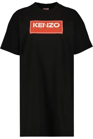 Kenzo Koszulki, Kobieta, Czarny, S, Bawełna, Bawełniana sukienka z nadrukiem logo