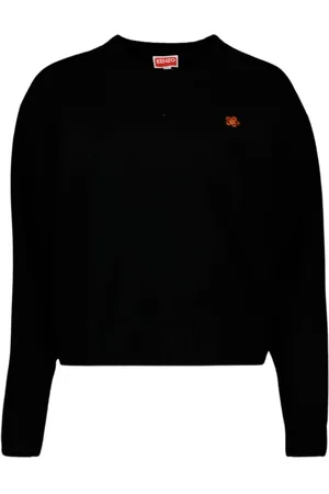Kenzo Swetry, Kobieta, Czarny, M, Wełna, Sweter z długim rękawem Boke Flower
