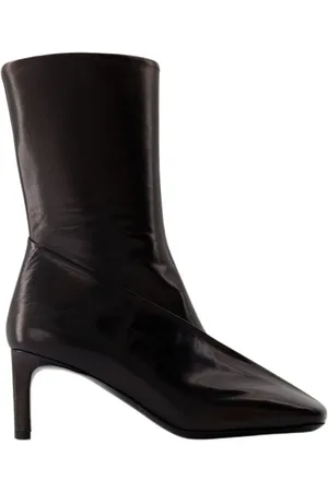 Jil Sander Buty, Kobieta, Czarny, 40 EU, Skóra, Czarne skórzane botki na obcasie