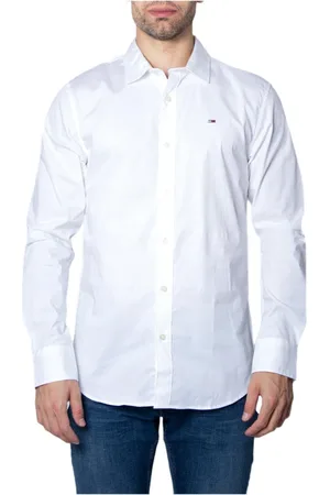 Tommy Hilfiger Koszule, Mężczyzna, Biały, XS, Bawełna, Klasyczna koszula z długim rękawem