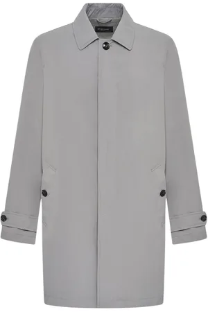 Kiton Płaszcze, Mężczyzna, Szary, XL, Poliester, Płaszcz w stylu Mackintosh