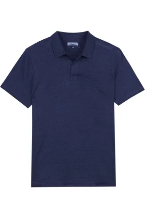 Vilebrequin Koszulki, Mężczyzna, Niebieski, S, Męski Polo z Lnu Jersey