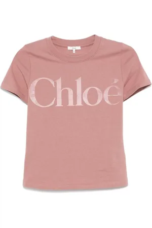 Chloé Koszulki, Kobieta, Różowy, S, Różowe T-shirty i Pola z Logo