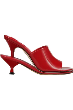 Jacquemus Buty, Kobieta, Czerwony, 38 EU, Skóra, Klapki na podwójnym pasku