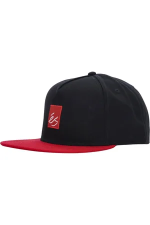Es Akcoria, Mężczyzna, Czarny, ONE SIZE, Bawełna, Czapka Snapback Czarna/Czerwona Bawełna Haftowana