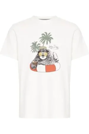 Blend Koszulki, Mężczyzna, Biały, S, Len, Męski T-shirt z nadrukiem