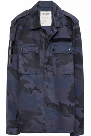 Zadig & Voltaire Kurtki, Mężczyzna, Niebieski, L, Bawełna, Kurtka w kamuflażu