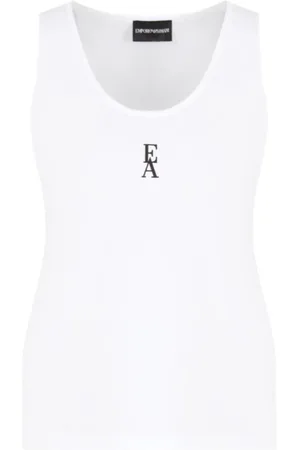 Emporio Armani Koszulki, Kobieta, Biały, S, Bawełna, Biały Bawełniany Top z Logo