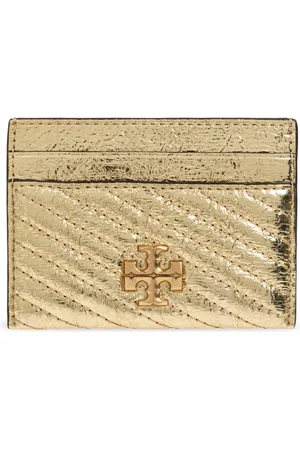 Tory Burch Akcesoria, Kobieta, Żółty, ONE SIZE, Skóra, Kira Moto Quilt Metallic Card Case