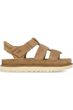 UGG Buty, Kobieta, brązowy, 36 EU, Brązowe skórzane sandały z podeszwą platformy
