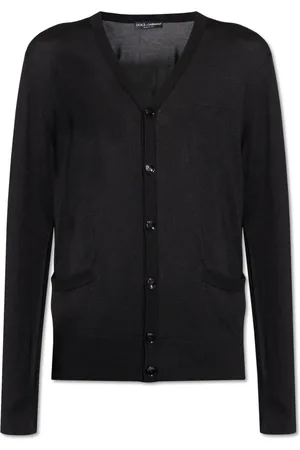 Dolce & Gabbana Swetry, Mężczyzna, Czarny, XL, Kardigan zapinany na guziki