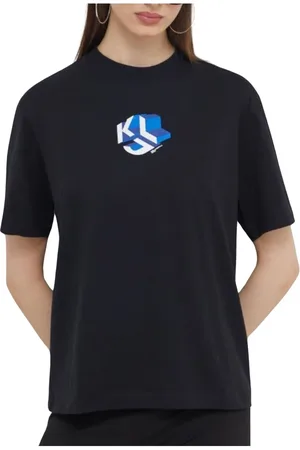 Karl Lagerfeld Koszulki, Kobieta, Czarny, M, Bawełna, Logo Tee Regular Fit