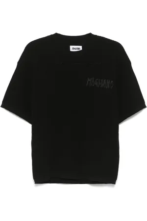 MAGLIANO Koszulki, Mężczyzna, Czarny, L, Czarny T-shirt z okrągłym dekoltem i polo z haftem