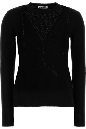 Jil Sander Swetry, Kobieta, Czarny, S, Bawełna, Czarny sweter z mieszanki wełny