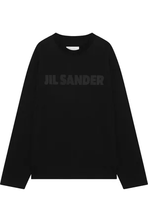 Jil Sander Koszulki, Mężczyzna, Czarny, XL, Bawełna, Koszulka z Długim Rękawem i Okrągłym Dekoltem