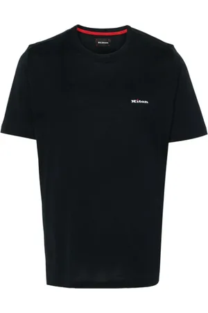 Kiton Koszulki, Mężczyzna, Niebieski, M, Bawełna, Koszulka T-Shirt z Haftowanym Logo