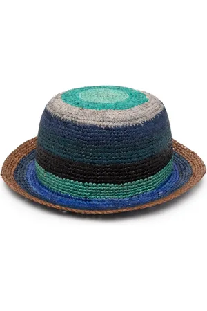 Paul Smith Akcesoria, unisex, Niebieski, M, Czerwono-Pasiasta Czapka Szydełkowa