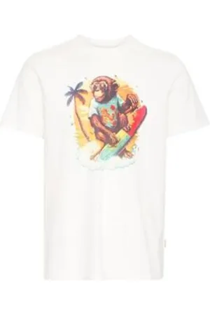 Blend Koszulki, Mężczyzna, Biały, S, Len, Męski T-shirt z nadrukiem