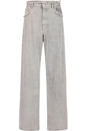 Iceberg Jeansy, Kobieta, Niebieski, W28, Denim, Spodnie dżinsowe z szerokimi nogawkami w szarym kolorze z efektem marmurkowania, model 5-kieszeniowy