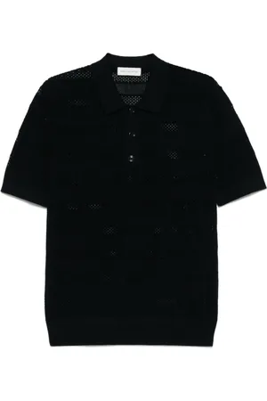 DRIES VAN NOTEN Koszulki, Mężczyzna, Niebieski, L, Niebieski Polo z Przodu na Guziki