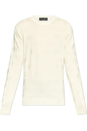 Dolce & Gabbana Swetry, Mężczyzna, Beżowy, M, Sweter z monogramem