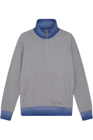 Paul Smith Bluzy, Mężczyzna, Szary, M, Bawełna, Szara bluza z zamkiem pod szyją