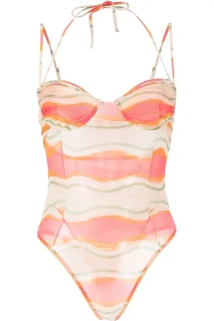 Jacquemus Koszulki, Kobieta, Beżowy, S, Body z siateczki z graficznym nadrukiem