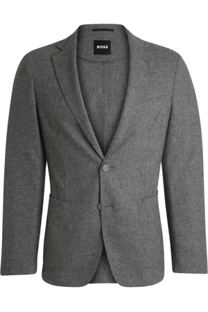 HUGO BOSS Kurtki, Mężczyzna, Szary, L, Wełna, Kurtka flanelowa Slim Fit