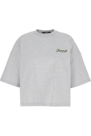 Jacquemus Koszulki, Kobieta, Szary, S, Bawełna, Szary T-Shirt z Logo