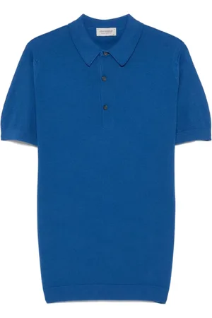 JOHN SMEDLEY Koszulki, Mężczyzna, Niebieski, M, Niebieski Polo z Lamówką