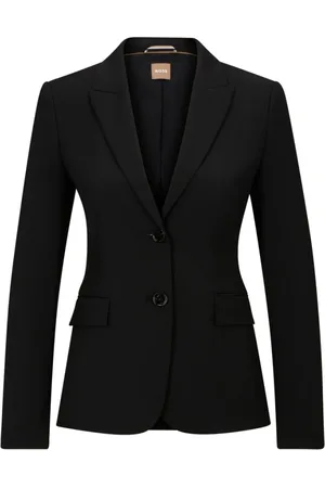 HUGO BOSS Kurtki, Kobieta, Czarny, XL, Wełna, Żakiet Clic z guzikami i kieszeniami
