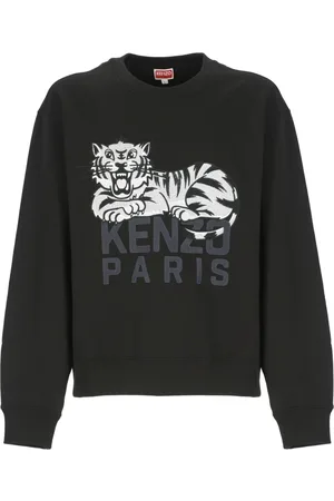Kenzo Bluzy, Mężczyzna, Czarny, XL, Bawełna, Bluza Happy Tiger