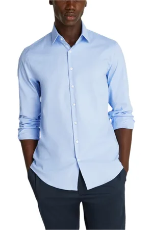 Calvin Klein Koszule, Mężczyzna, Niebieski, 2XL, Niebieska Koszula z Guzikami na Długim Rękawie