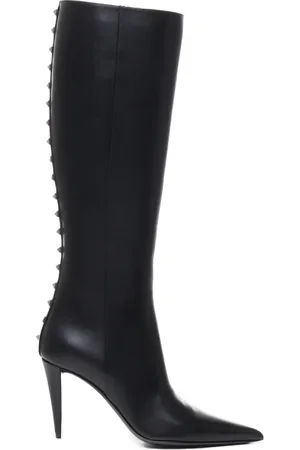 VALENTINO GARAVANI Buty, Kobieta, Czarny, 39 EU, Skóra, Botki Rockstud z ostrym noskiem