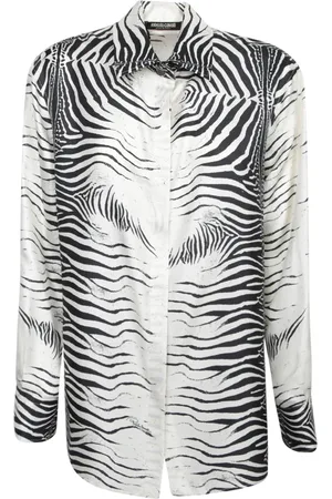Roberto Cavalli Bluzki, Kobieta, Czarny, M, Czarna Jedwabna Koszula Moda Damska