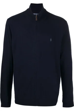Ralph Lauren Swetry, Mężczyzna, Niebieski, M, Sweter z pełnym zamkiem, Długi rękaw, Stylowy