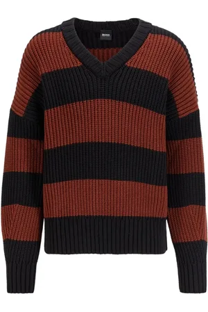 HUGO BOSS Swetry, Mężczyzna, Czerwony, L, Bawełna, Proti Ribbed Sweater